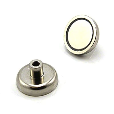Image of N42 Neodymium Pot Magnet for DIY, Engineering, Manufacturing, Hanging and Holding Applications 32mm dia x 18mm tall M6 thread 36.4kg Pull