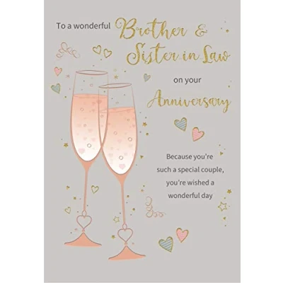 Image of Regal Publishing Classic Annivesary Card Brother &amp; Sister in Law 9 x 6 inches, Beige