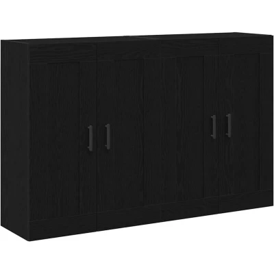 Image of vidaXL Wall Mounted Cabinets 2 pcs Black Oak Engineered Wood