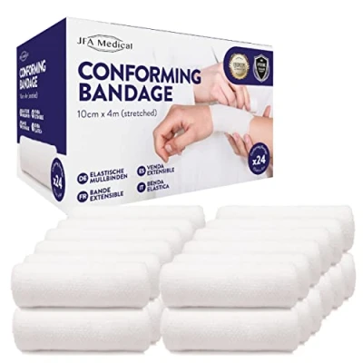 Image of JFA Medical Conforming Bandage, Gauze Bandage Roll 10cm x 4m Box of 24