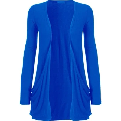 Image of REAL LIFE FASHION LTD Womens Long Sleeves Pocket Open Front Boyfriend Cardigan Top#(Royal Blue Cardigan#UK 16 18#Womens)