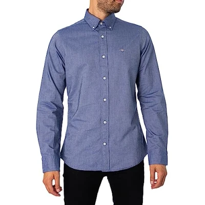 Image of GANT SLIM Oxford Shirt Shirt, Men&#039;s, Size: Medium, Persian blue