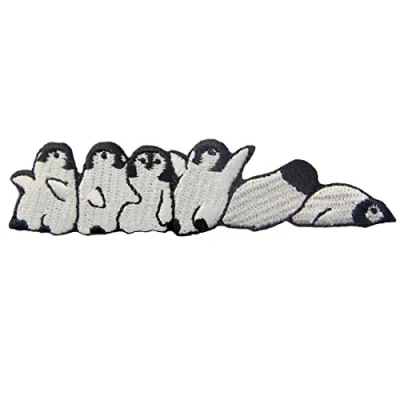 Image of Cute Penguin Patch Embroidered Applique Iron On Sew Emblem