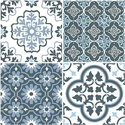 Image of WallPops FP2951 Leyton Peel &amp; Stick Floor Tiles, Blue