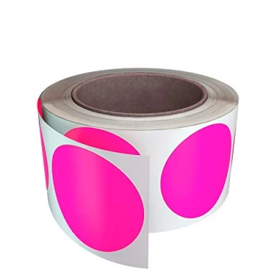 Image of Colored dot Stickers 2 inch Label roll in neon Pink 600 Pack by Royal Green