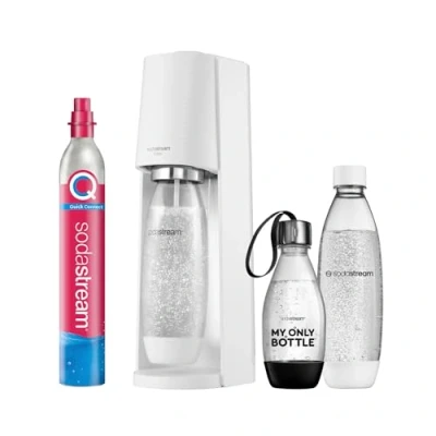 Image of SodaStream Terra Water carbonator Value Pack with CO2 Cylinder, 2 x 1 Litre 0.5 L Dishwasher Safe Plastic Bottle, Height 44 cm, White, 44cm hoch