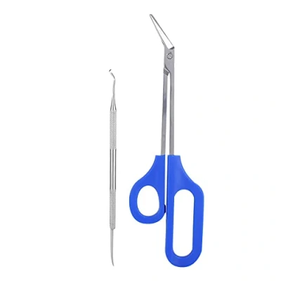 Image of Long Handled Nail Scissors Clippers Perfect For Thick Toe Nails Easy Reach Handle Unique Design Ergonomic Cuticle Scissor Ingrown Toenail File