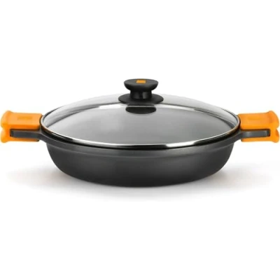 Image of Braisogona Efficient Low Casserole with Lid, 28 cm, Cast Aluminium.All Cookers Including Induction