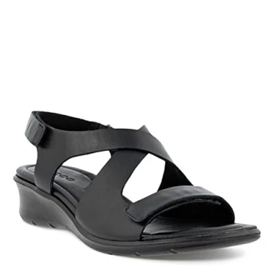 Image of Felicia Full Grain Leather Women&#039;s Ankle Strap Wedge Sandals