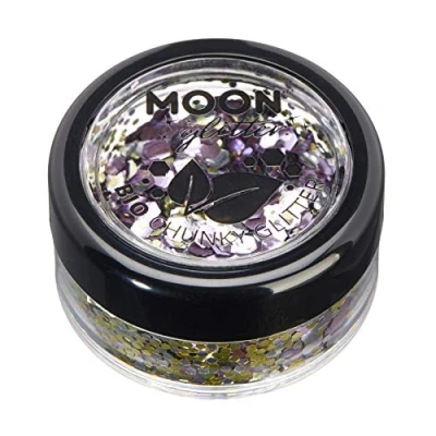 Image of Mystic Biodegradable Eco Chunky Glitter by Moon Champagne Cosmetic Bio Festival Makeup for Face, Body, Nails, Hair, Lips 3g