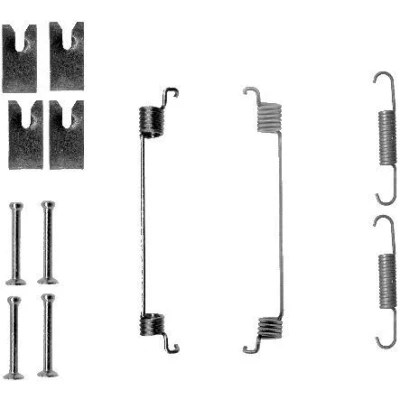 Image of 77363848 Accessory Kit, brake shoes HELLA 8DZ 355 200 841 FIAT: 500 Hatchback, Grande Punto Panda II VAUXHALL: Corsa Mk3, Adam