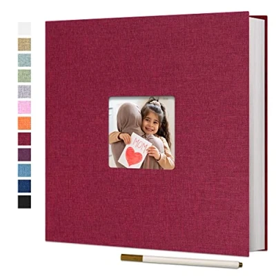 Image of Vienrose Large Photo Album Self Adhesive for 4x6 8x10 10x12 Pictures Scrapbook DIY 60 Blank Pages with A Metallic Pen