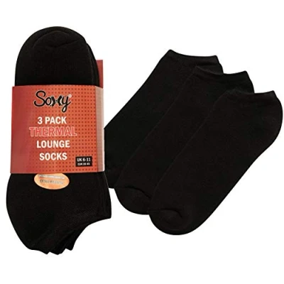 Image of SX174 B Acrylic Brushed Thermal Trainer Socks Black 4 6 Pack