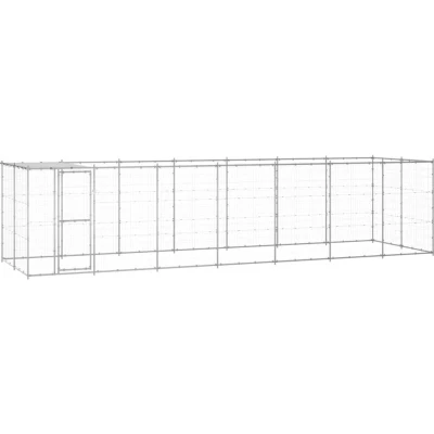 Image of vidaXL Outdoor Dog Kennel Galvanised Steel with Roof 16.94 m²