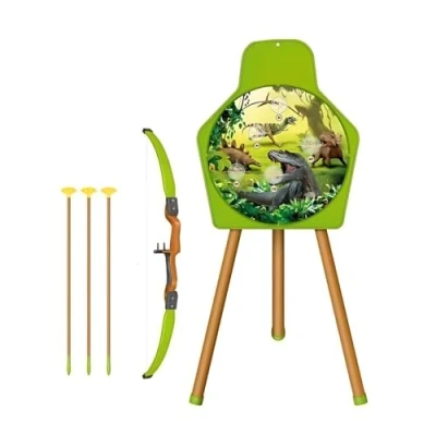 Image of PEBBLE HUG Archery Dinosaur Set With 16 Suction Cups Arrows, Real Action Shooting, Target Board &amp; Quiver, Indoor/Outdoor Game Set, Sturdy Durable, Soft Arrows
