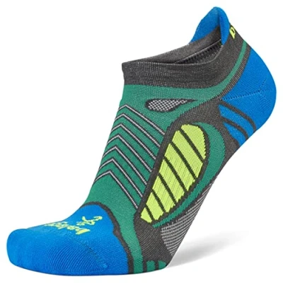 Image of Balega Ultralight Lightweight Performance No Show Athletic Running Socks (1 Pair), Light Grey/Turquoise, X Large, XL