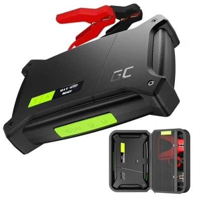 Image of Green Cell® Portable Jump Starter GC PowerBoost 16000mAh 2000A Up to 8L Petrol and 6L Diesel Emergency Car Battery Booster Powerbank Charger Lithium 12V Jumper cables IP64 LED