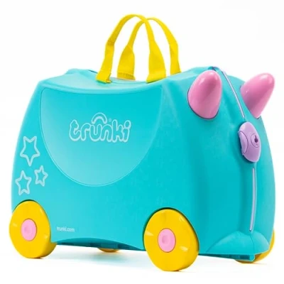 Image of Trunki Children’s Ride On Suitcase and Kid&#039;s Hand Luggage Unicorn Gifts for 3 4 Year Old Girls : Una (Teal)