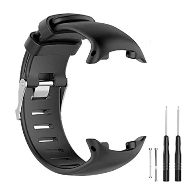 Image of JTMM Rubber Replacement Watch Band Strap For SUUNTO OBSERVER SR X6HRM,Luxury With Metal Connectors,Fitness Running Sport Wristband(Black)