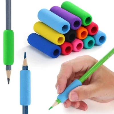Image of OSteed 50 Pcs Foam Pencil Grips for Children Handwriting, 10 Colours Cushion Classic, Holder Grip Kids and Adults Relieving Fatigue