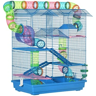 Image of PawHut 5 Tiers Hamster Cage Animal Travel Carrier Habitat with Accessories