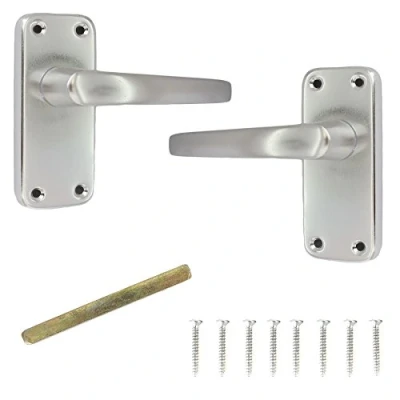 Image of Polished Aluminium Lever Latch Handle Set Internal Door Knob Catch Silver