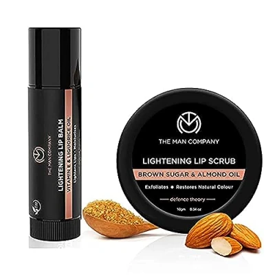 Image of The Man Company Lip Care Combo With Scrub &amp; Balm For Dry Chapped Lipslightening Brightening Dark Lipsfor Soft, Supple Damaged Lips 14Gm