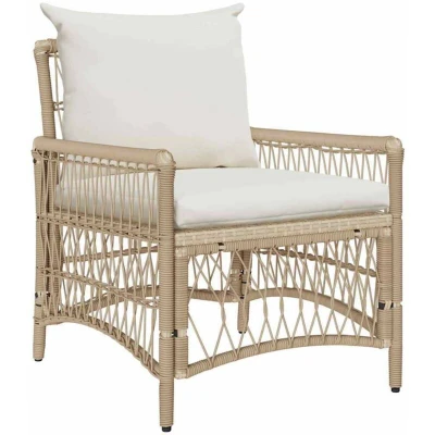 Image of vidaXL Garden Chair with Cushions Beige 60x70x78 cm Poly Rattan