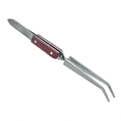 Image of SE Cross Lock Soldering Tweezers with Fiber Grip Precision Pick Up Tool Easy 45 Degree Angle 509TW