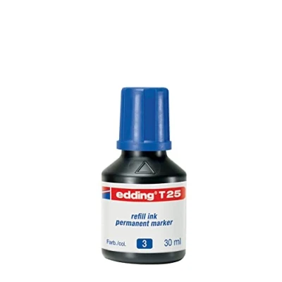 Image of Edding T 25 Refill Ink Permanent Marker Blue 30 Ml with Drop Dispensing System, for Quick Refilling of Almost All Markers