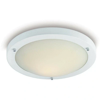 Image of Rondo 1 Light Flush Ceiling Matt White, Opal Glass IP54, E27