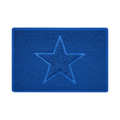 Image of Nicoman Star Embossed Shape Entrance Door Mat Dirt Trapper Jet Washable Non Slip Doormat Indoor or Outdoor (Small, Blue, 60 x 40cm)