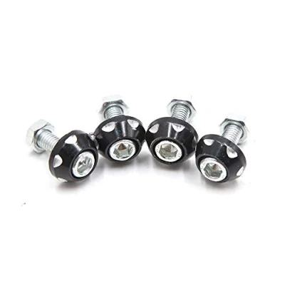 Image of sourcingmap 4Pcs Car Motorcycle Black Aluminum Alloy Decor License Plate Bolt