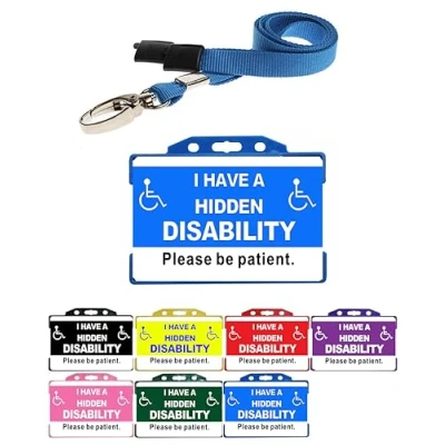 Image of QUANTUM LEAP Disability Awareness Cards with Matching Colour Plain Lanyard and Holder (Blue)