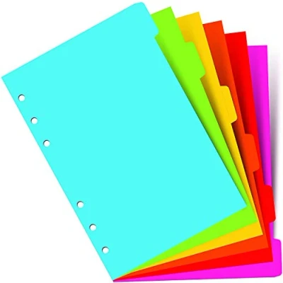 Image of Filofax B132678, 6 Tab Index Organizer Refill, Personal Size, Bright Colors, Blank