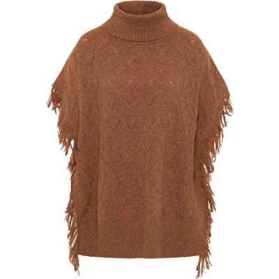Image of caneva Women&#039;s Knitted Poncho Gaya, Brown, XS/S