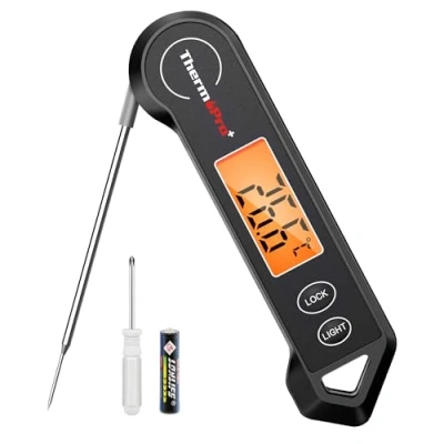 Image of ThermoPro TP19HB Digital Meat Thermometer with Ambidextrous Kitchen Food Temperature probe, Waterproof Backlit Cooking Probe for BBQ Grill Smoker Oil Fry Candy Instant Read