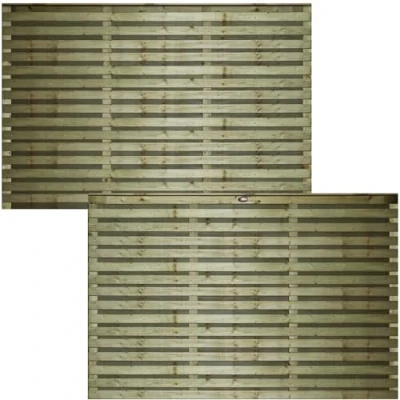 Image of 6ft x 4ft (183cm 120cm) Premier ROMA Double Venetian Style Slatted Garden Capped Flat Top Panels [Width: 1830mm Height: 1200mm] Modern Design Fence Topper Wall Plant Climbing Trellis