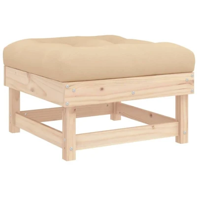 Image of vidaXL Garden Footstool with Cushion Solid Wood Pine