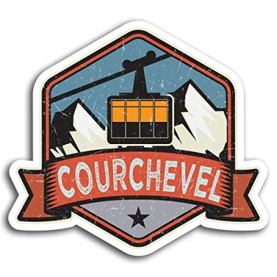 Image of 2 x 10cm Courcheval France Ski Vinyl Stickers Sticker Laptop Luggage #19514 (10cm Wide)