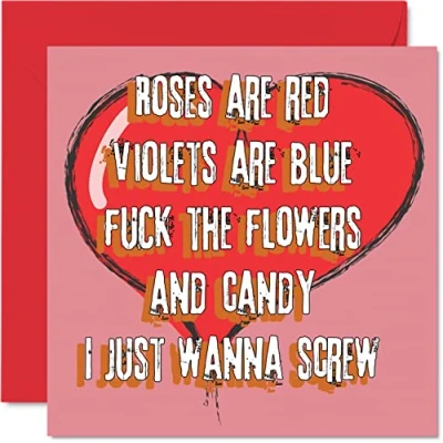 Image of Rude Anniversary Card for Boyfriend Girlfriend Husband Wife Candy &amp; Flowers Funny Valentine&#039;s Day Women Men Her Him, 145mm x Birthday Greeting Cards Fiance Fiancee