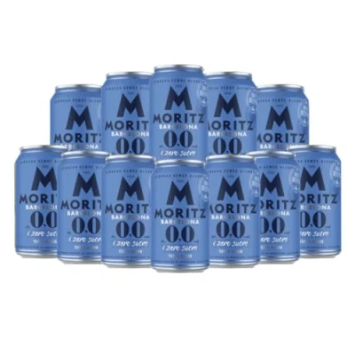 Image of Beer Hunter Moritz Barcelona Original Spanish Alcohol Free Lager 330ml Cans 0.0% ABV (12 Pack)