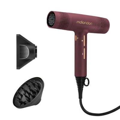 Image of mdlondon Blow Hair Dryer New &amp; Improved 1600W Hairdryer with Diffuser, Directional Nozzle and Cool Shot Ultra Light, Quiet Powerful for Straight, Fine, Thick or Curly Berry