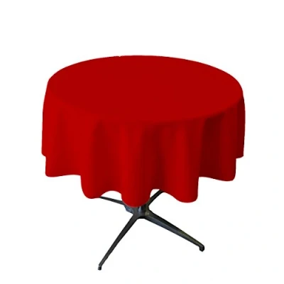 Image of LA Linen Polyester Poplin Round Tablecloth, 58&quot;, Red