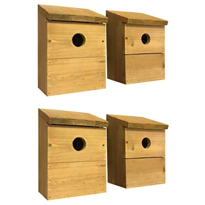 Image of Selections Wooden Multi Hole Wild Bird Classic Nest Box Birdhouse (Pack of 4)