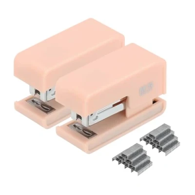 Image of M&amp;G Desktop Stapler, 20 Sheet Capacity Morandi Mini Stapler Portable Effortless Office with Staples for Classroom Supplies, Pink