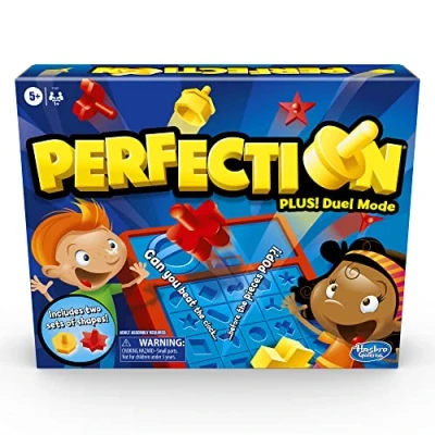 Image of Hasbro Gaming Perfection Game Plus 2 Player Duel Mode Popping Shapes and Pieces Ages 5 Up (Amazon Exclusive)