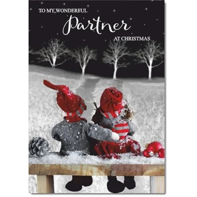 Image of doodlecards Partner Christmas Card Couple at Night Large A4 Size for with Plain Envelope