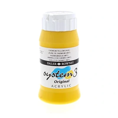 Image of Daler Rowney System3 Acrylic Paint, Plastic Pot, 16.91oz 500 ml, Cadmium Yellow Hue