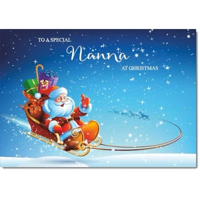 Image of doodlecards Nanna Christmas Card Santas Sleigh Medium Size for with Plain Envelope